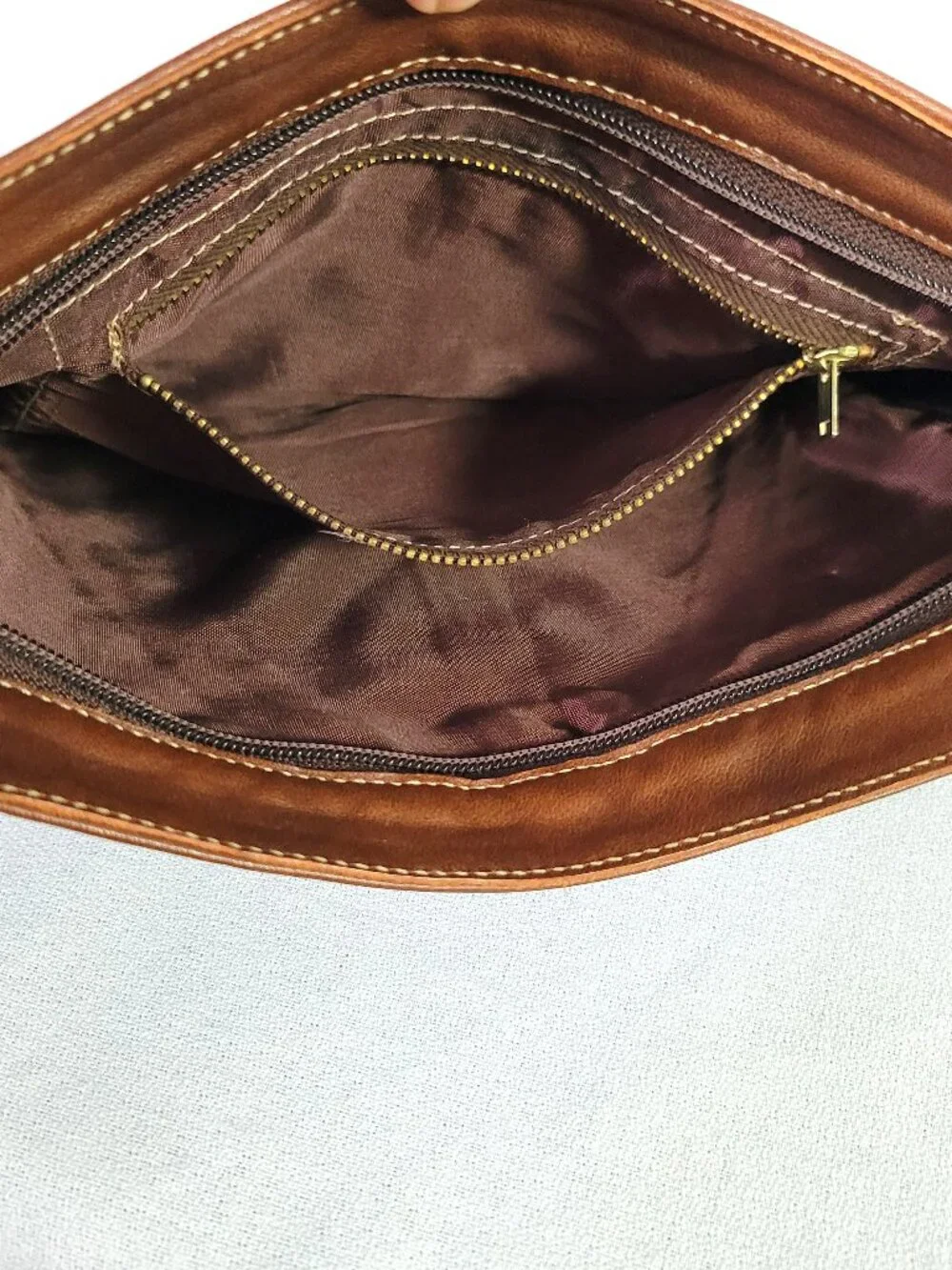 Vintage I.D.M. Brown Genuine Leather Zipper Clutch Pouch Made in Mexico READ